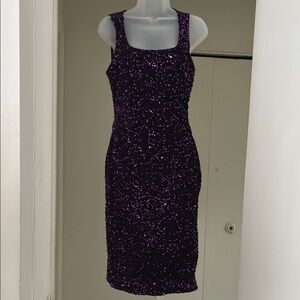 Elegant Purple Sequin Dress